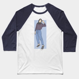 Girl In Purple Sweatshirt Baseball T-Shirt